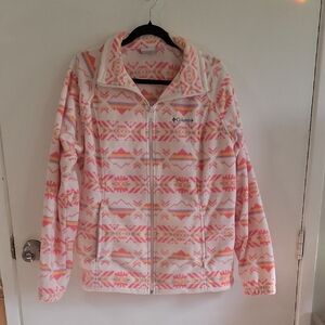 Columbia Aztec Print Full-Zip Fleece in Pink and Cream